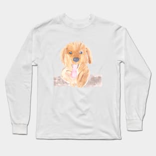 Watercolor Golden Retriever Puppy Long Sleeve T-Shirt